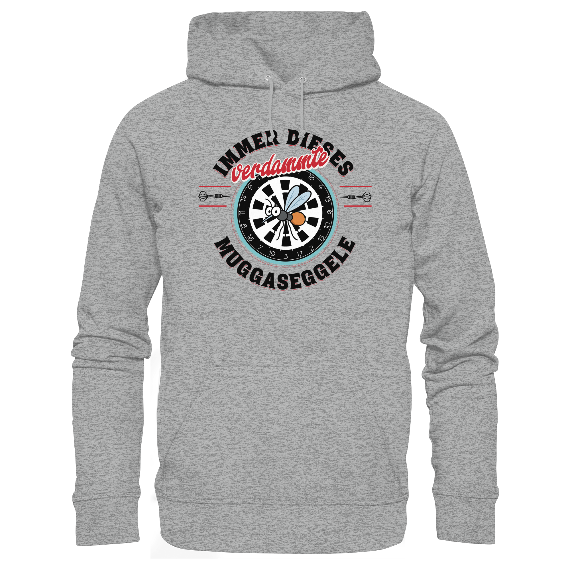 Darts-Hoodie Motiv "Muggaseggele" (Druck vorne)