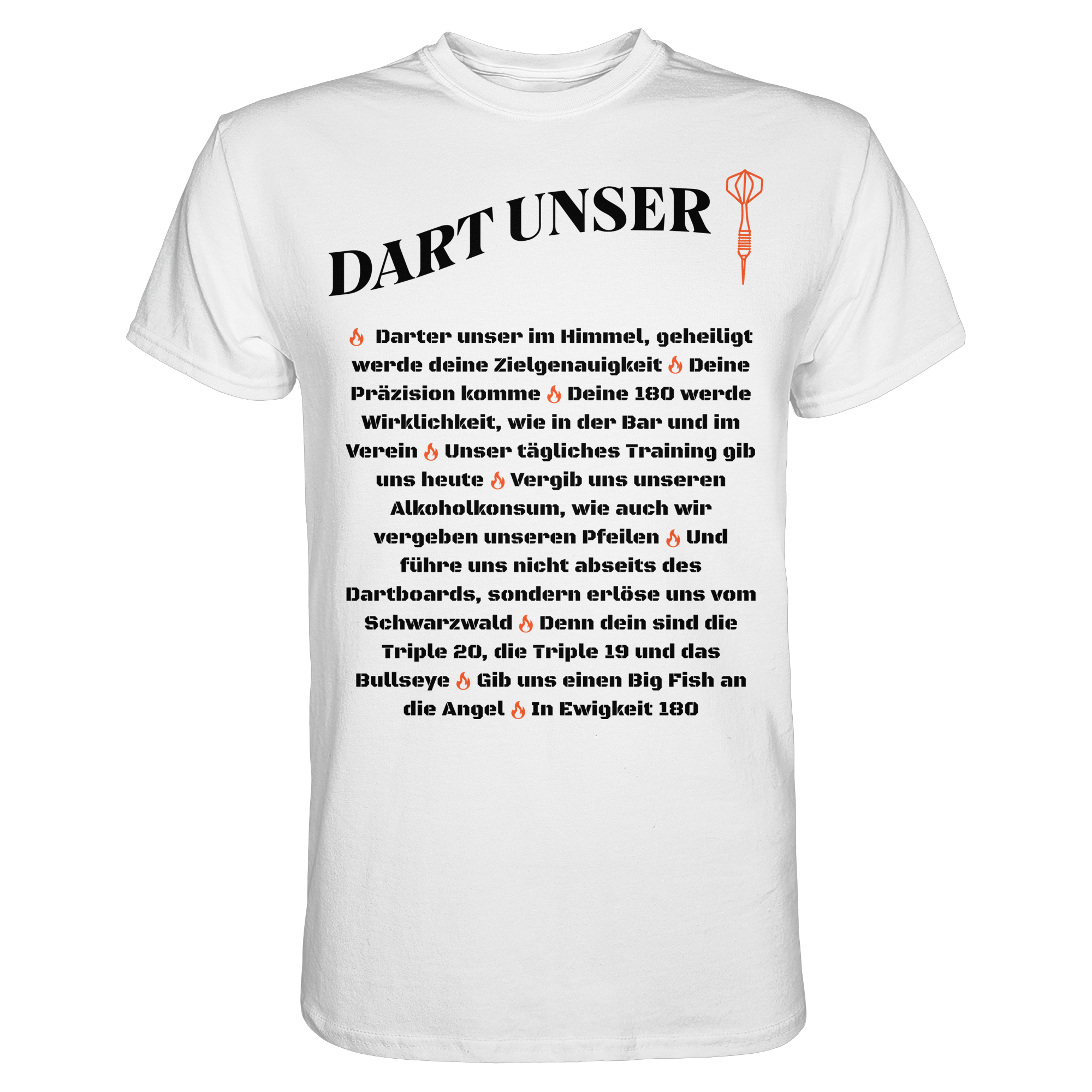 Darts-T-Shirt Motiv "Dart unser" (Druck vorne)