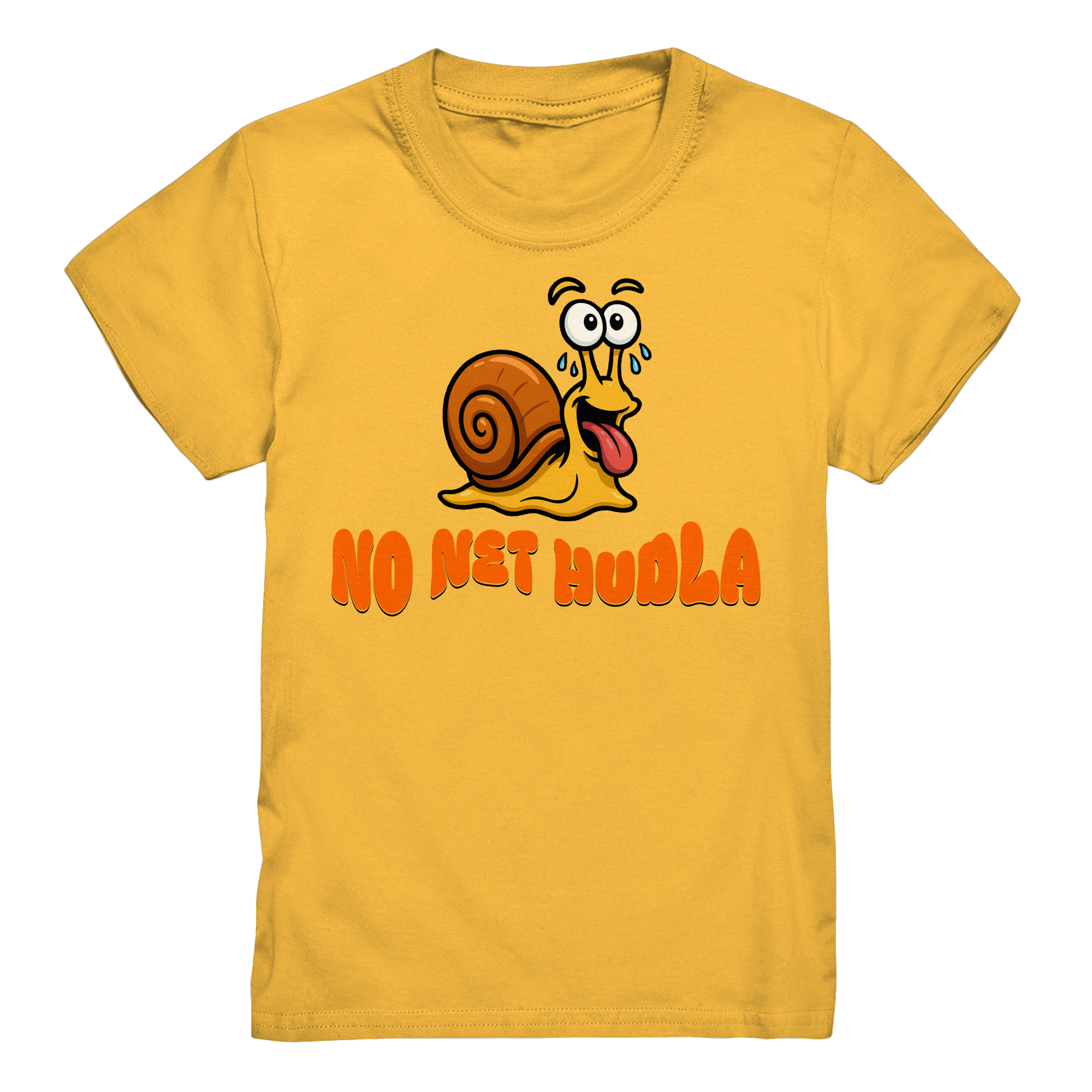 Kids-T-Shirt Motiv "Net Hudla" (Druck vorne)