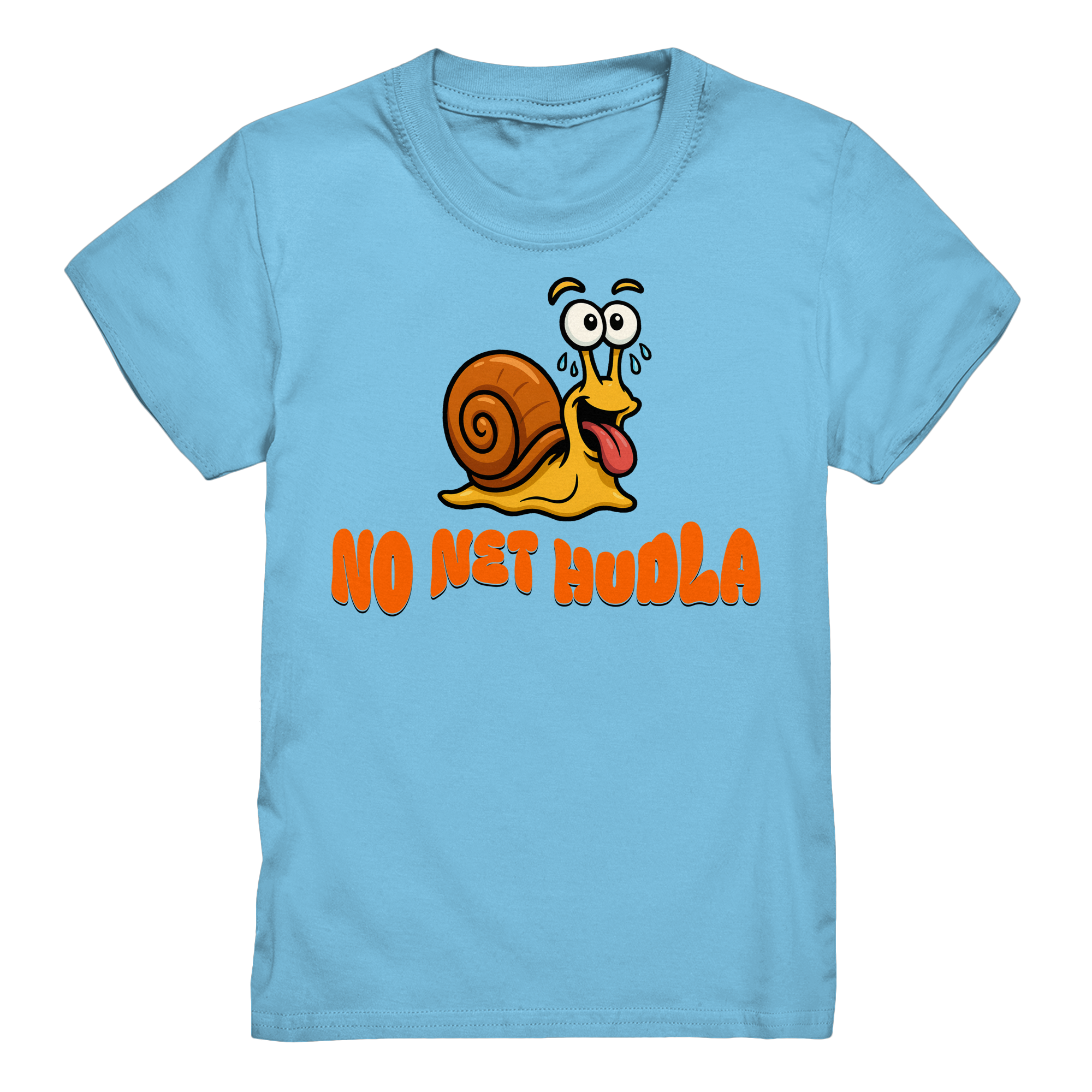 Kids-T-Shirt Motiv "Net Hudla" (Druck vorne)