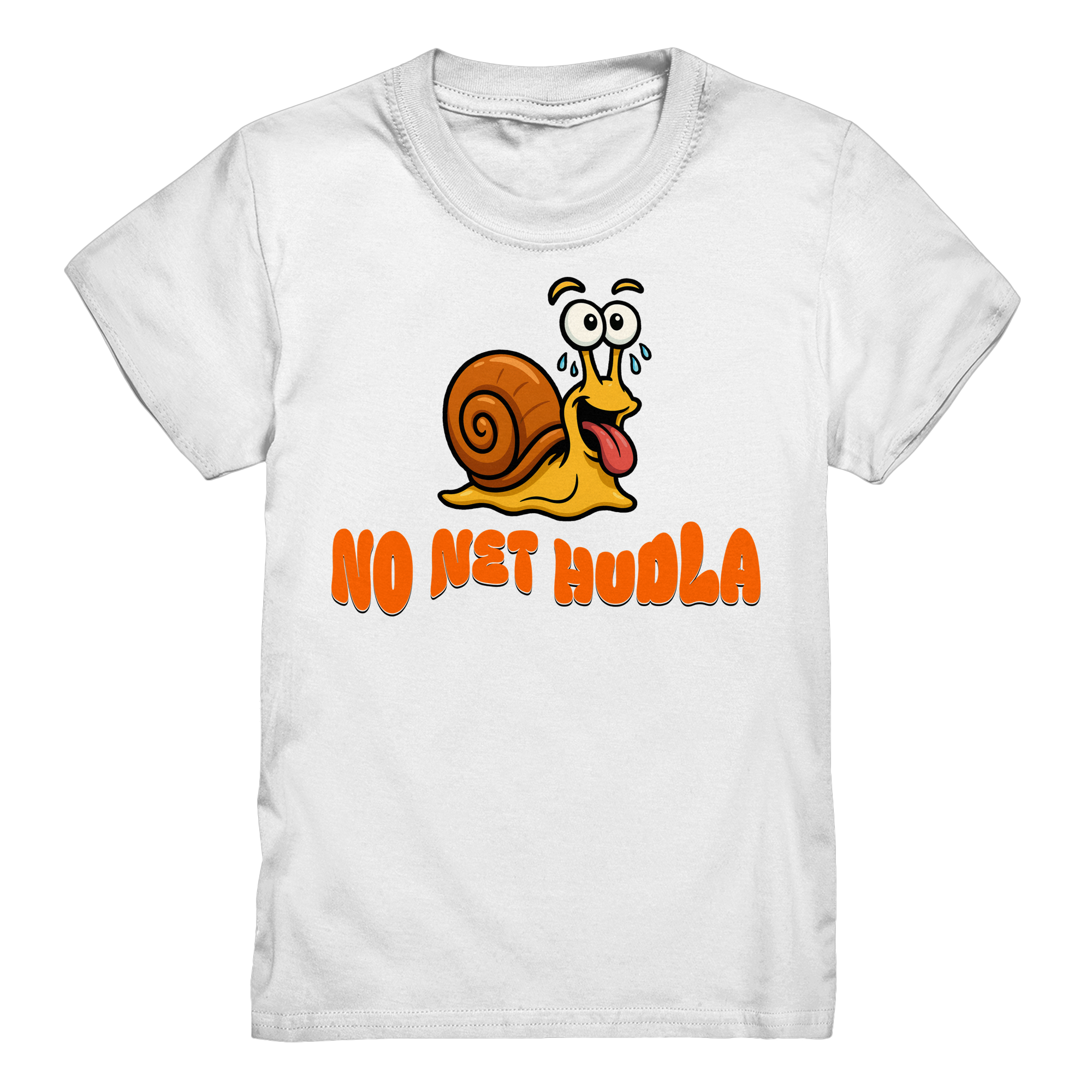 Kids-T-Shirt Motiv "Net Hudla" (Druck vorne)
