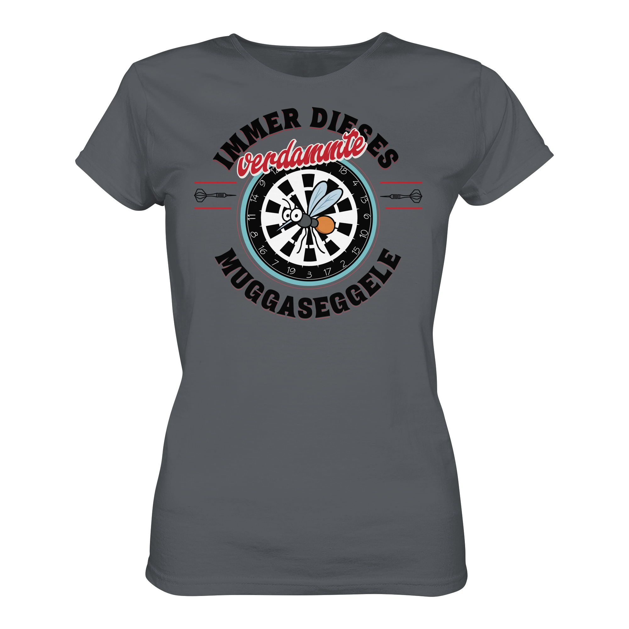 Darts-T-Shirt Motiv "Muggaseggele" (Druck vorne)