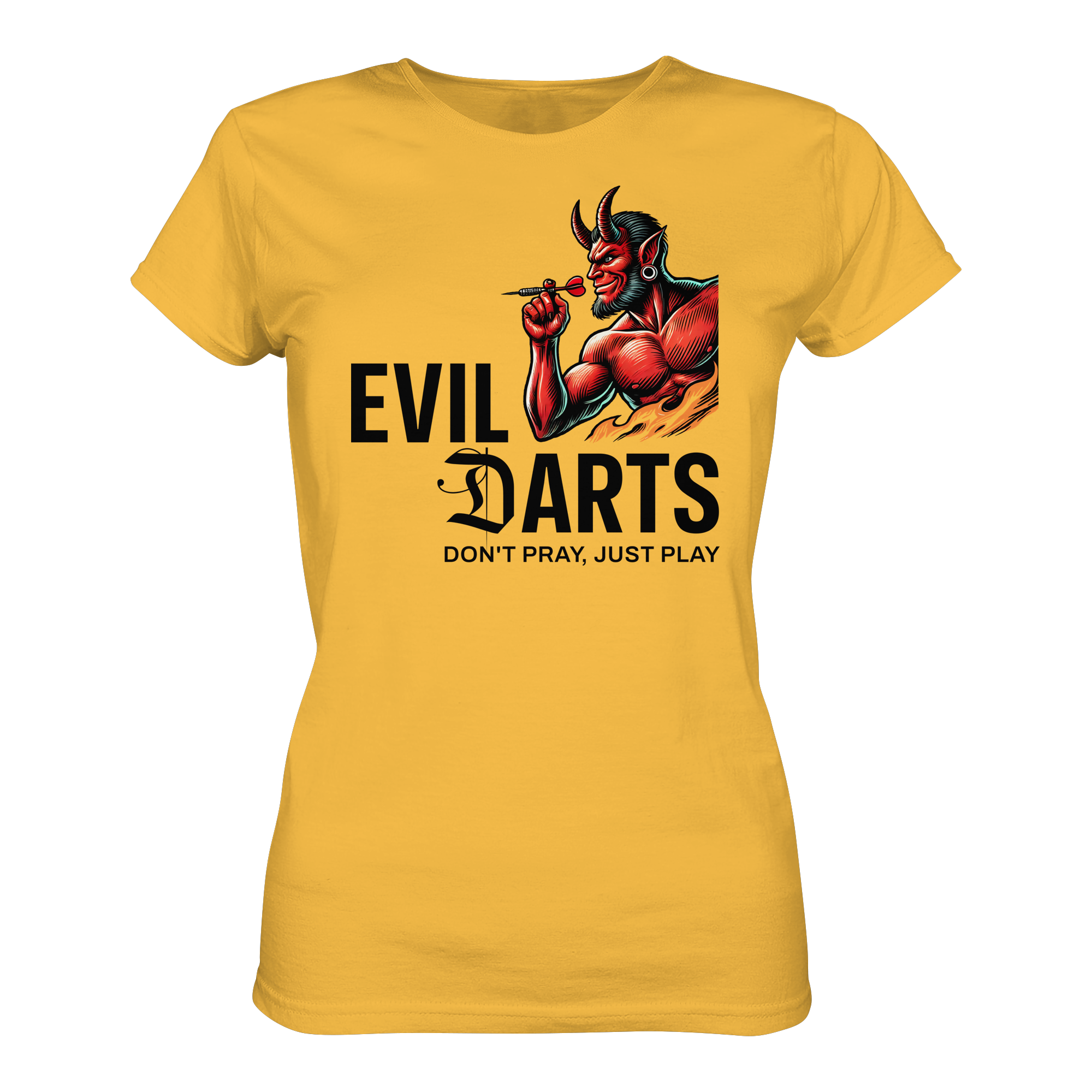 Damen Darts-T-Shirt Motiv "Evil Darts" (Druck vorne)