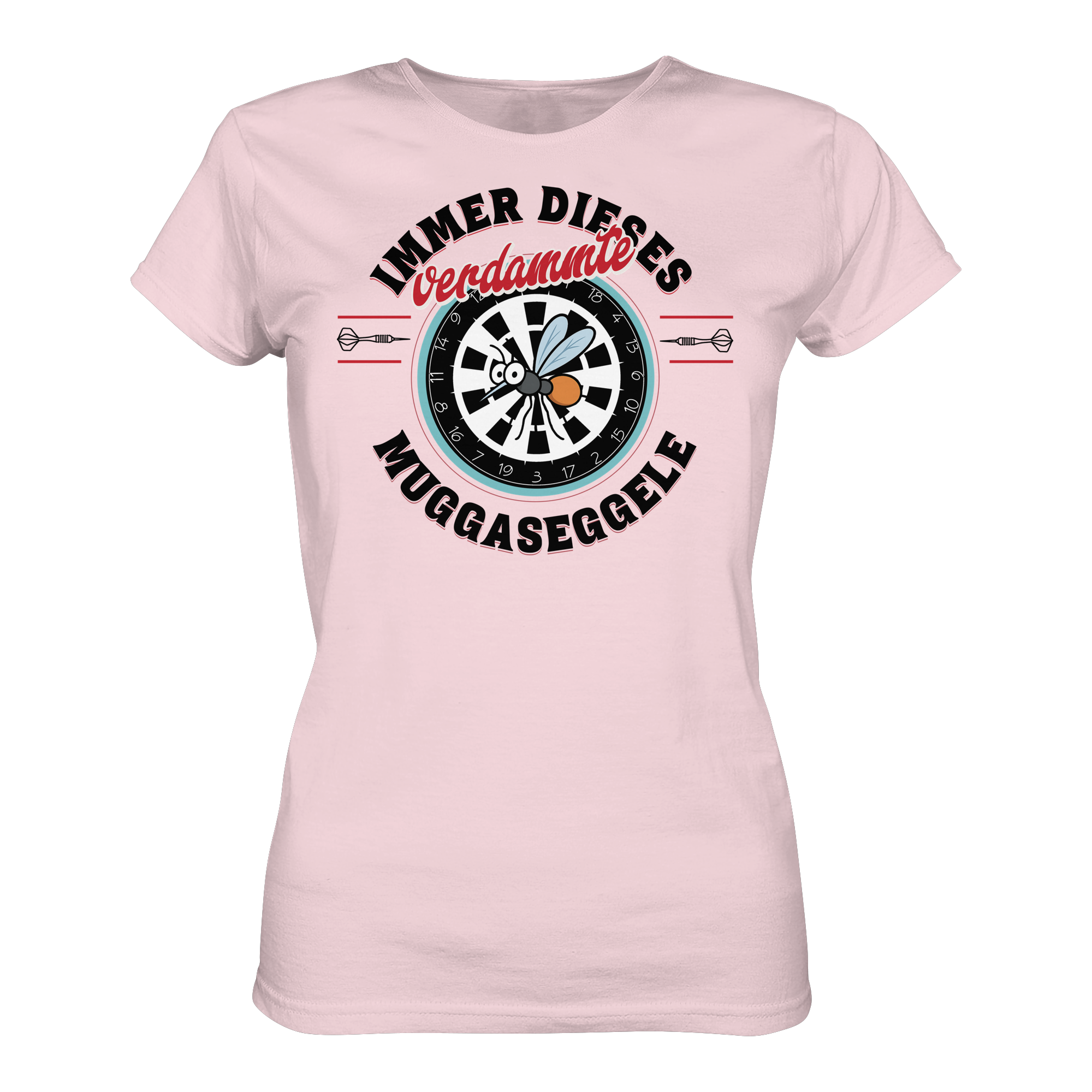 Darts-T-Shirt Motiv "Muggaseggele" (Druck vorne)
