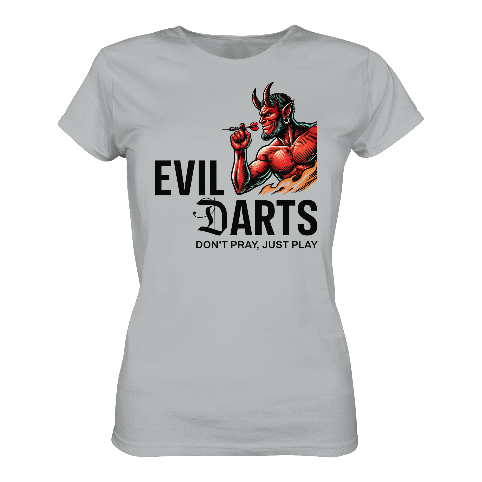 Damen Darts-T-Shirt Motiv "Evil Darts" (Druck vorne)