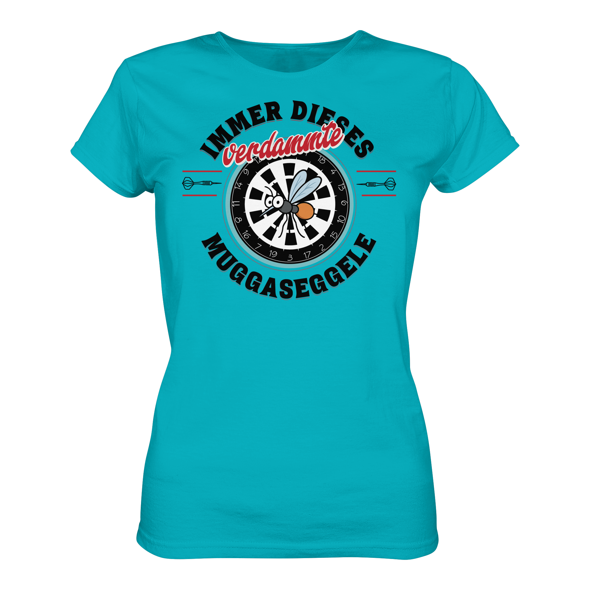 Darts-T-Shirt Motiv "Muggaseggele" (Druck vorne)