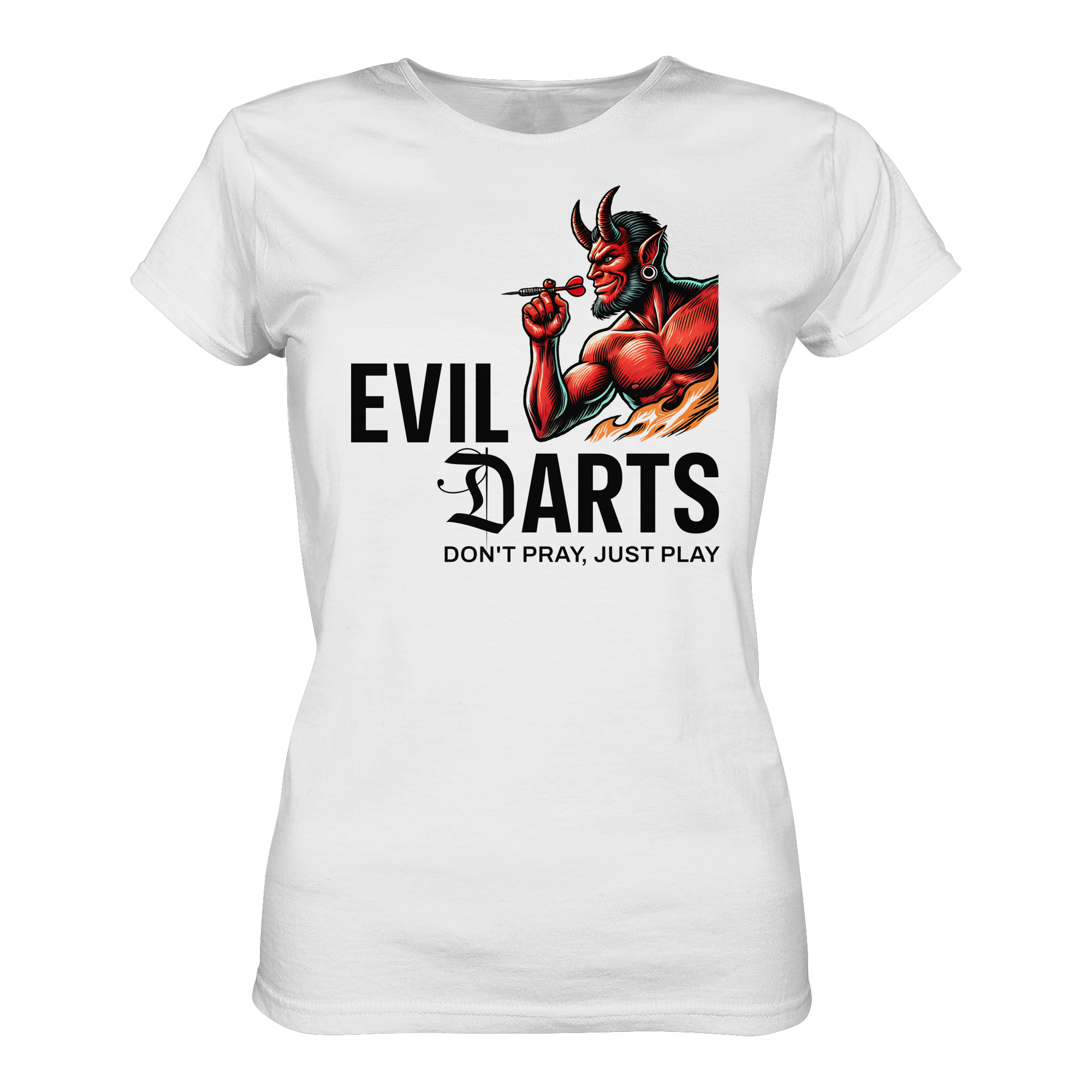 Damen Darts-T-Shirt Motiv "Evil Darts" (Druck vorne)