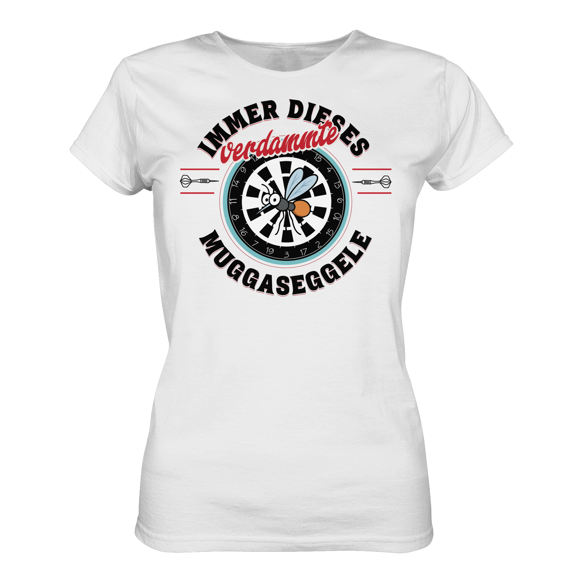 Darts-T-Shirt Motiv "Muggaseggele" (Druck vorne)