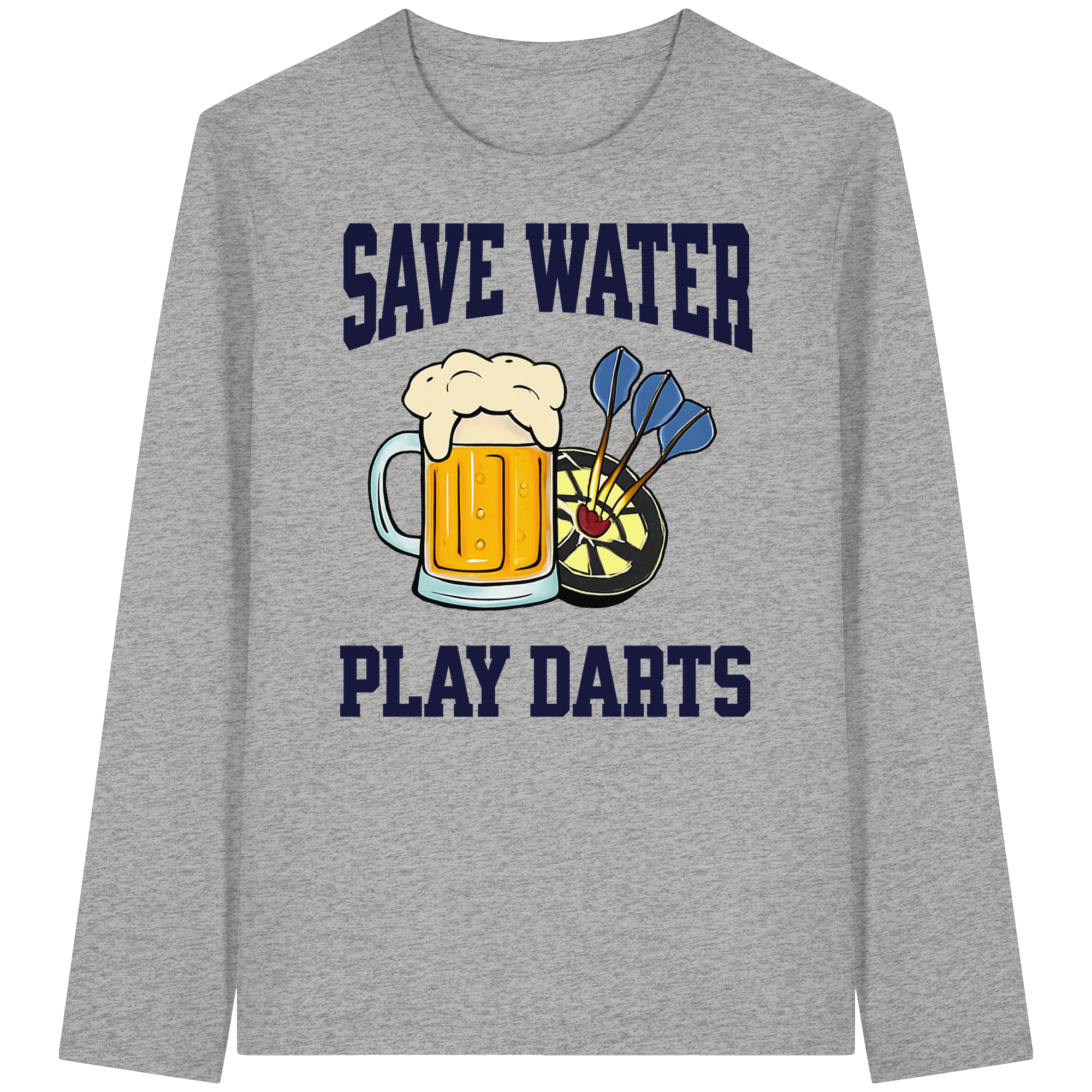 Darts-Langarmshirt Motiv "Save Water" (Druck vorne)