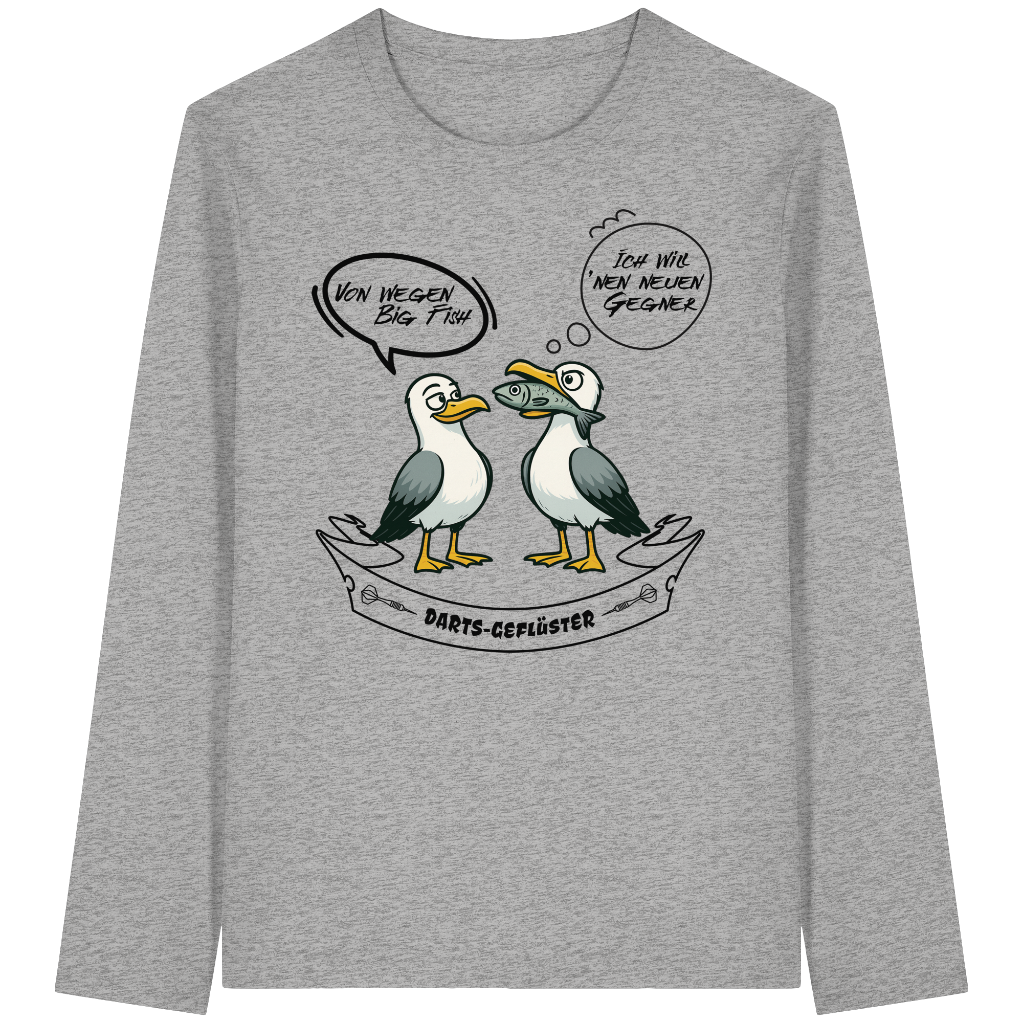 Darts-Langarmshirt Motiv "Big Fish" (Druck vorne)