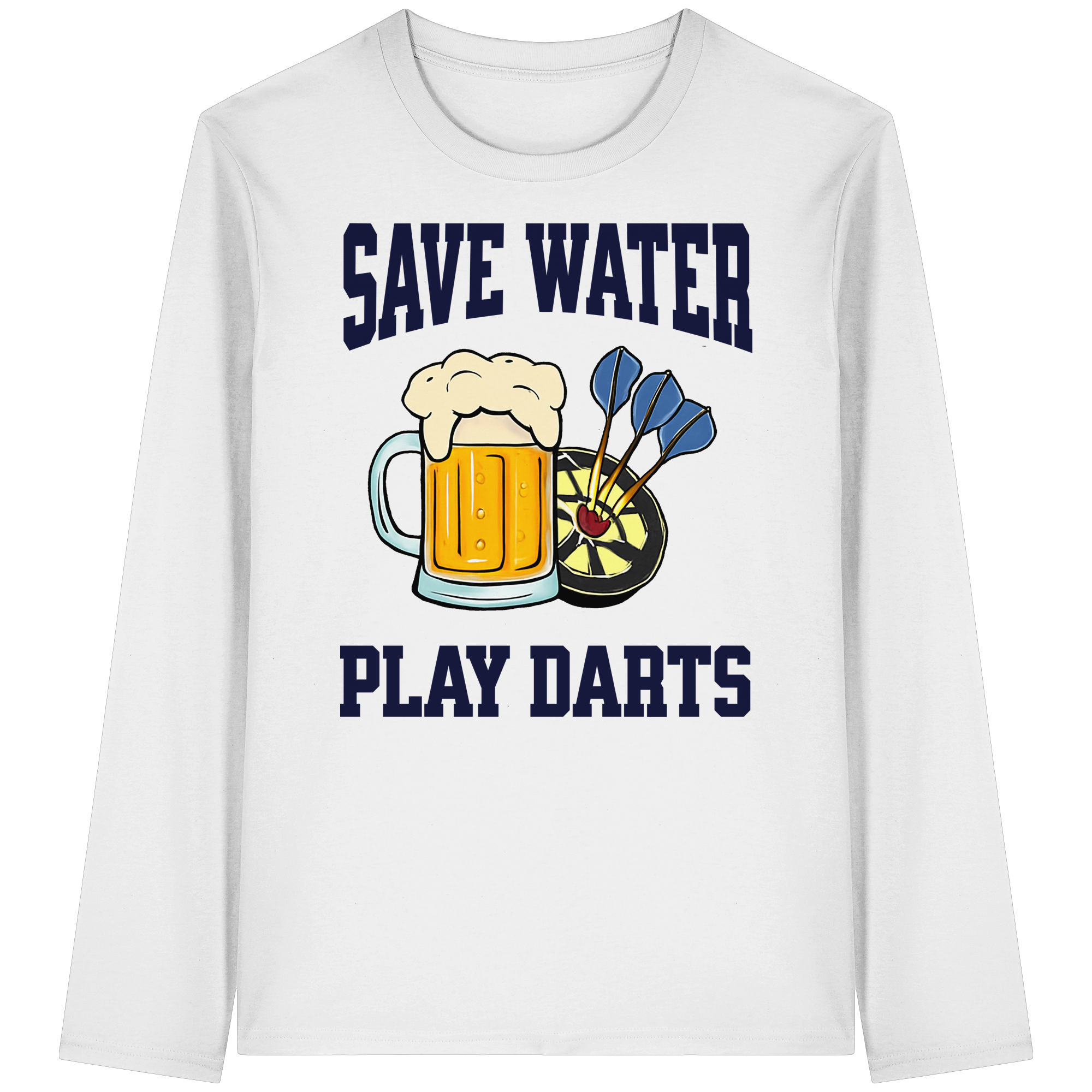 Darts-Langarmshirt Motiv "Save Water" (Druck vorne)
