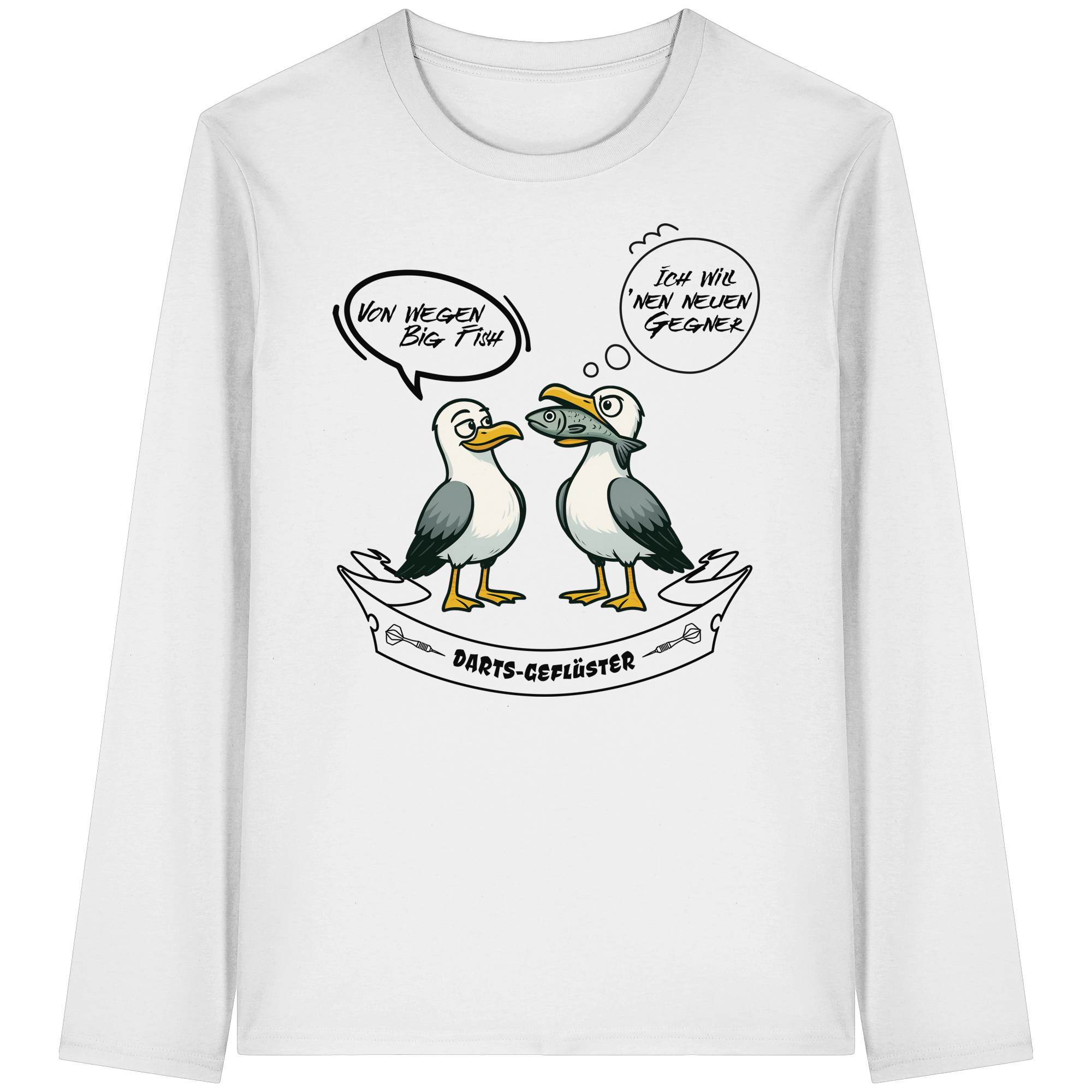 Darts-Langarmshirt Motiv "Big Fish" (Druck vorne)