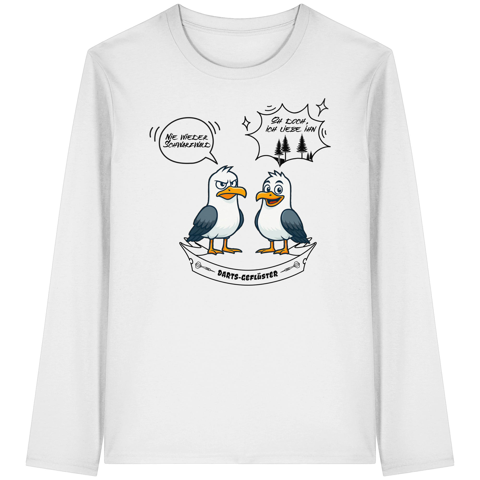 Darts-Langarmshirt Motiv "Schwarzwald" (Druck vorne)