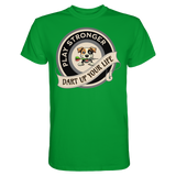 Darts-T-Shirt Motiv "Play Stronger" (Druck vorne)