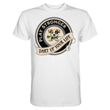 Darts-T-Shirt Motiv "Play Stronger" (Druck vorne)