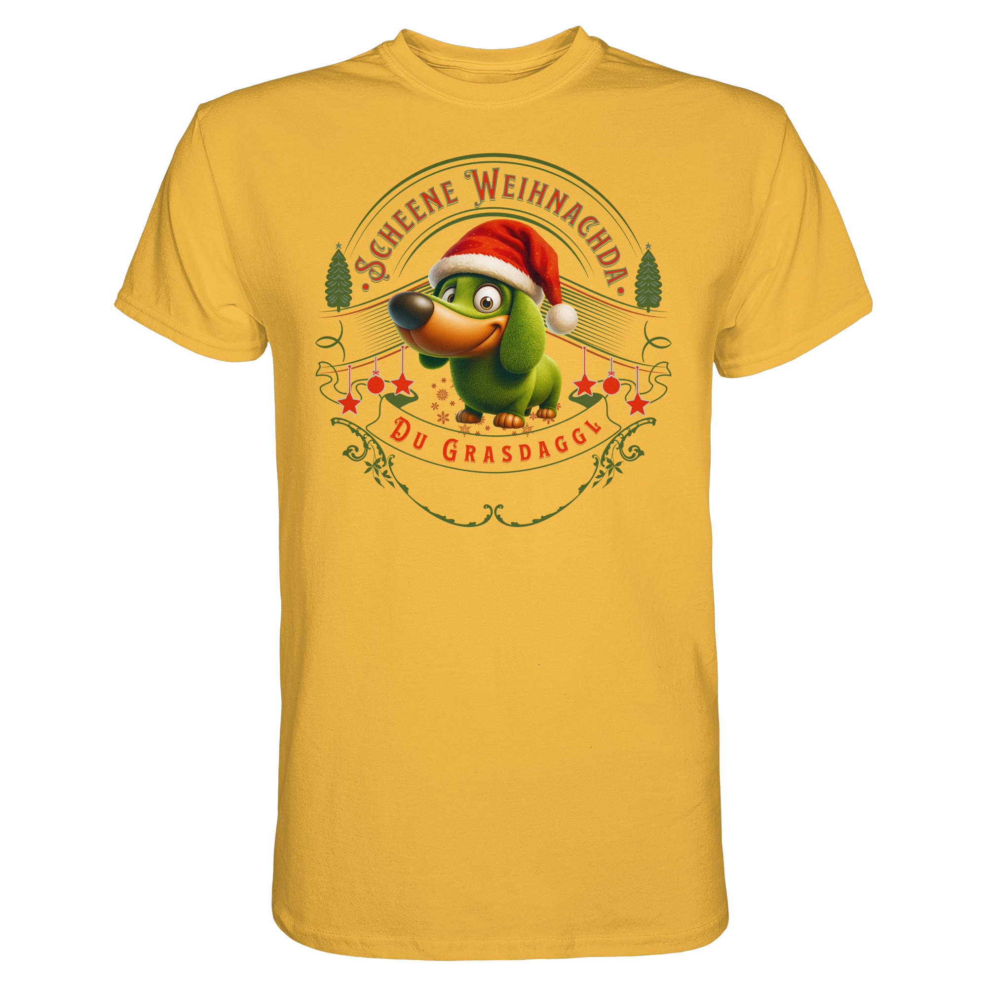 Fun-T-Shirt Motiv "Grasdaggl Weihnachda" (Druck vorne)