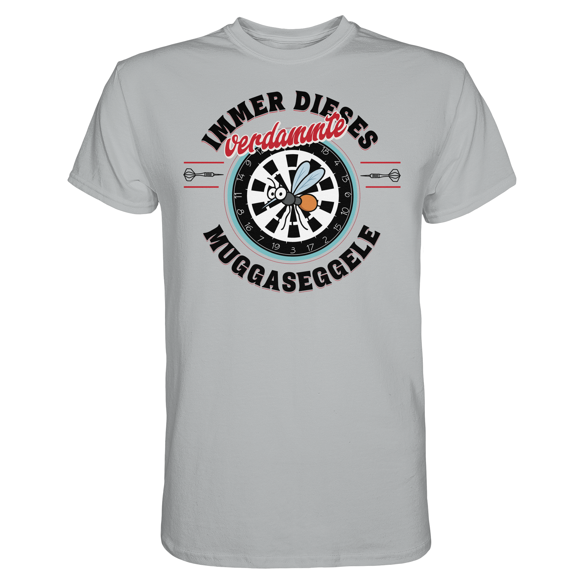 Darts-T-Shirt Motiv "Muggaseggele" (Druck vorne)