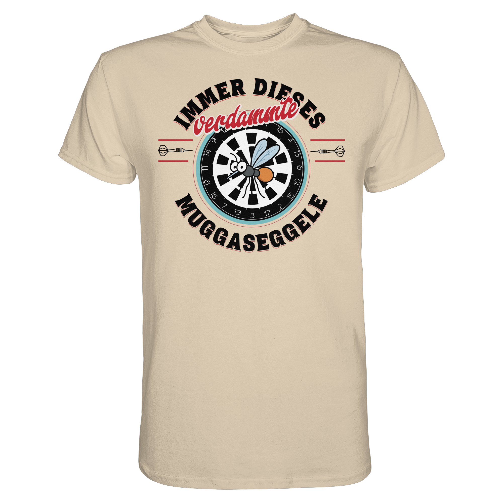 Darts-T-Shirt Motiv "Muggaseggele" (Druck vorne)