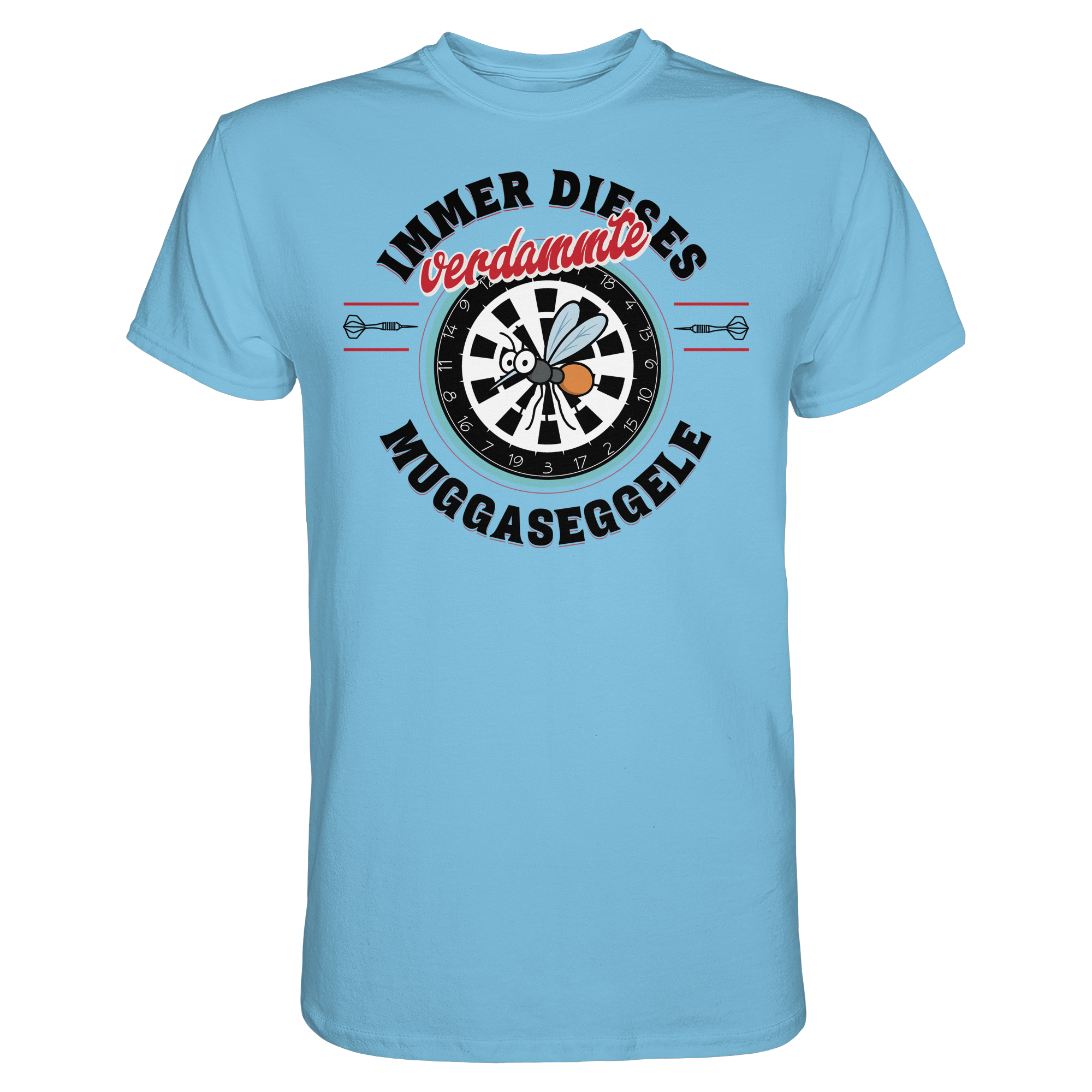 Darts-T-Shirt Motiv "Muggaseggele" (Druck vorne)
