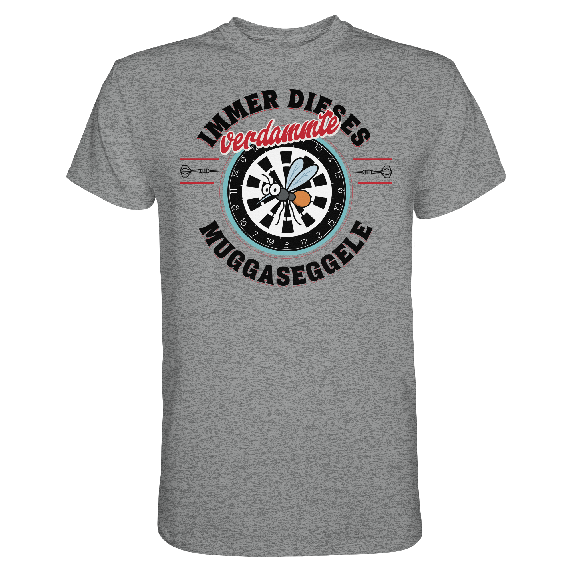 Darts-T-Shirt Motiv "Muggaseggele" (Druck vorne)