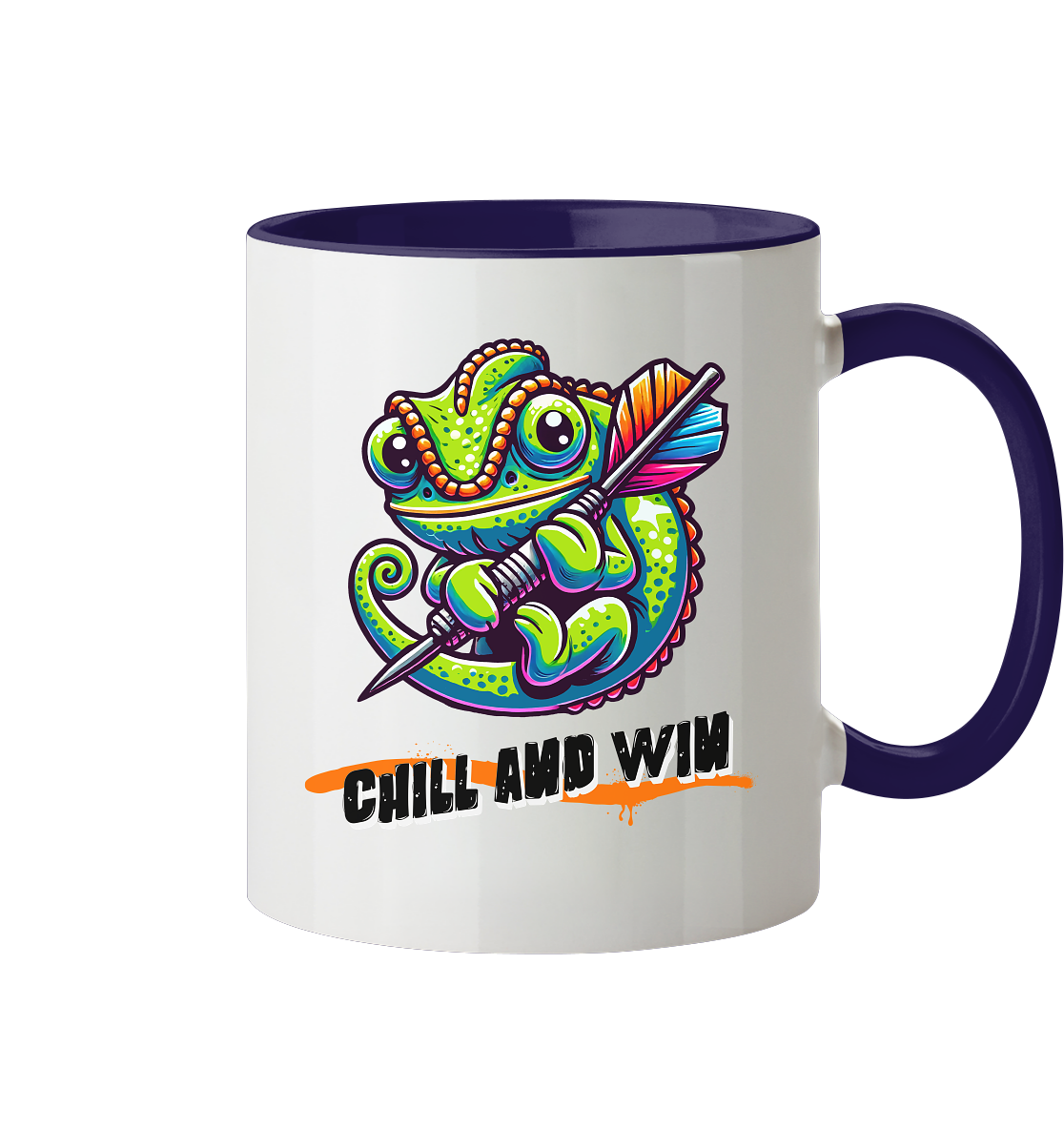 Darts-Tasse Motiv "Chill and win" (Zweifarbig)