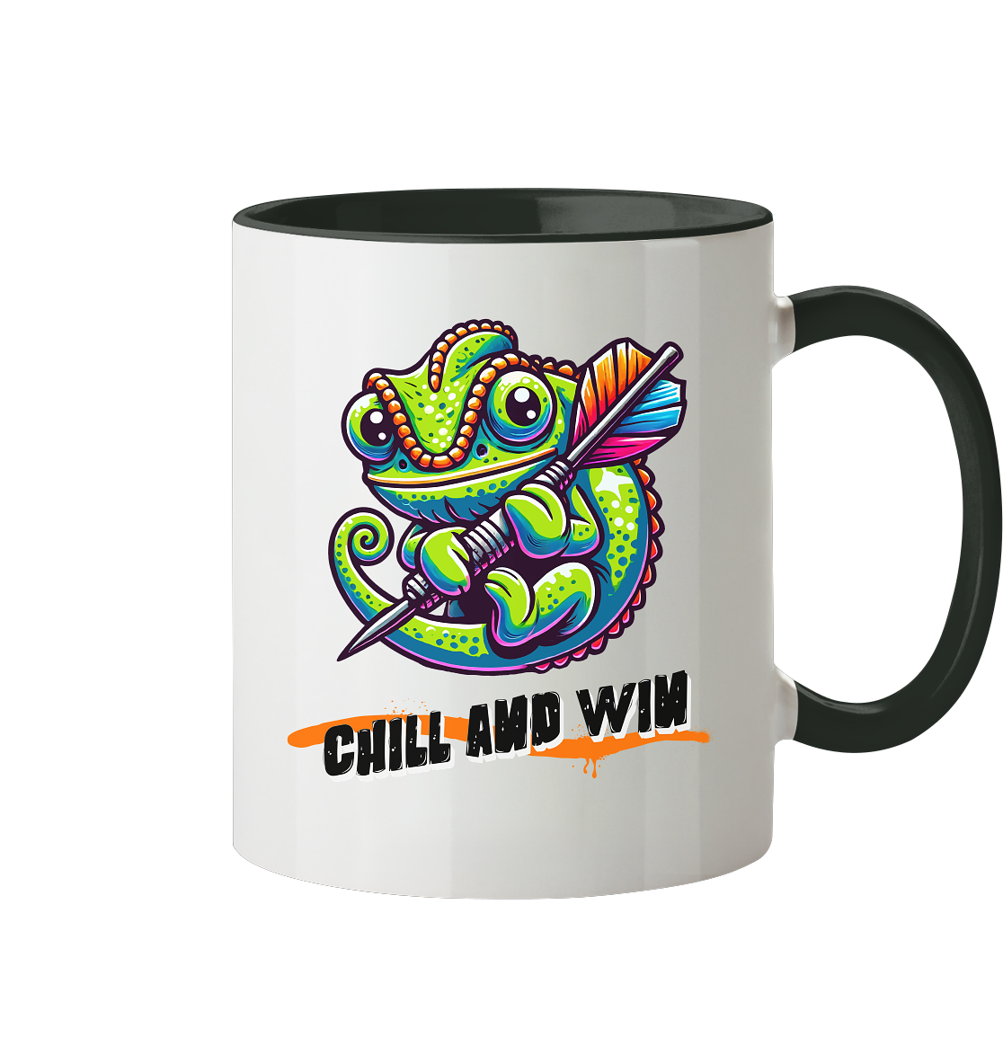 Darts-Tasse Motiv "Chill and win" (Zweifarbig)