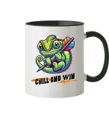 Darts-Tasse Motiv "Chill and win" (Zweifarbig)