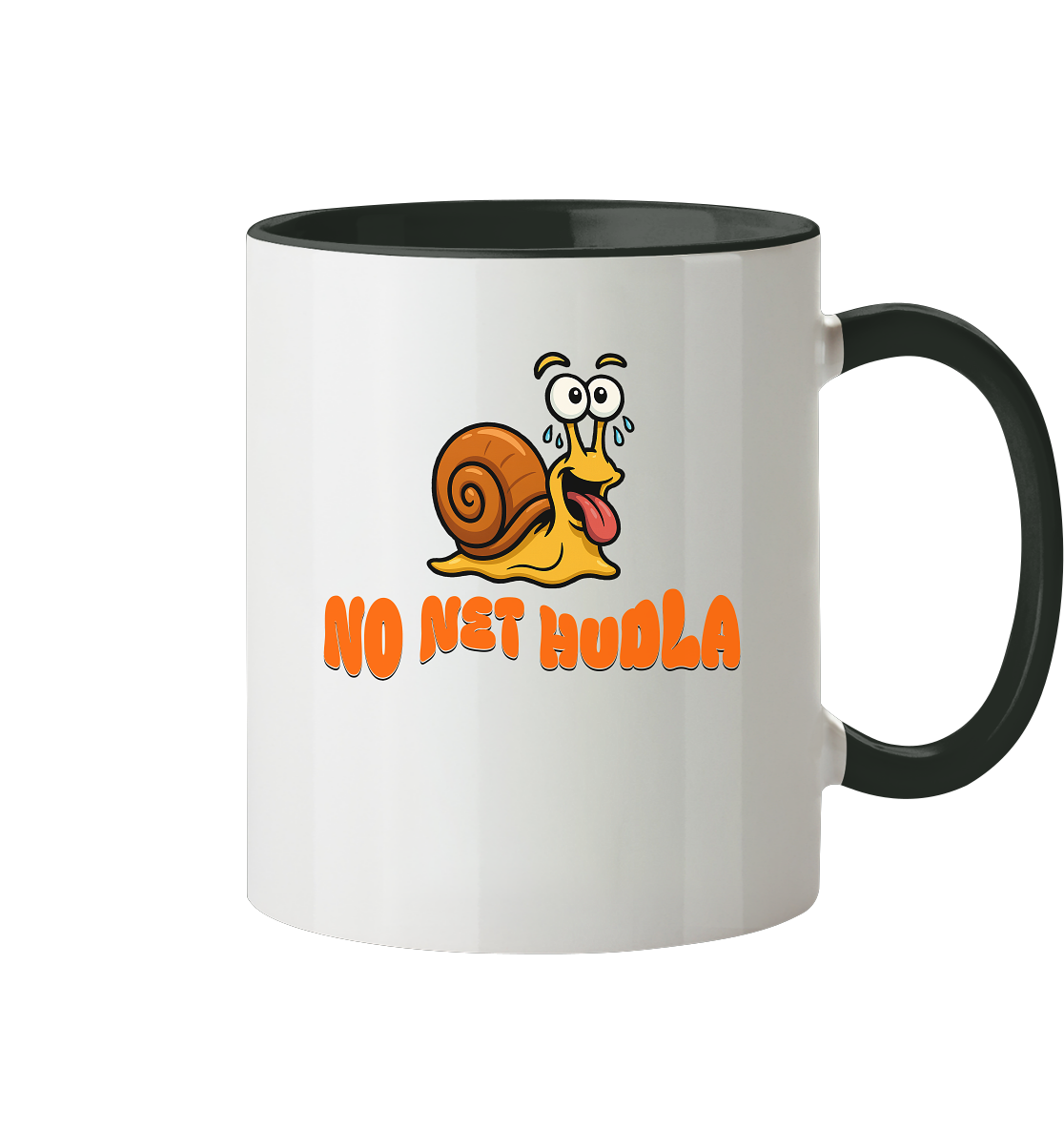 Fun-Tasse Motiv "No net Hudla" (Zweifarbig)
