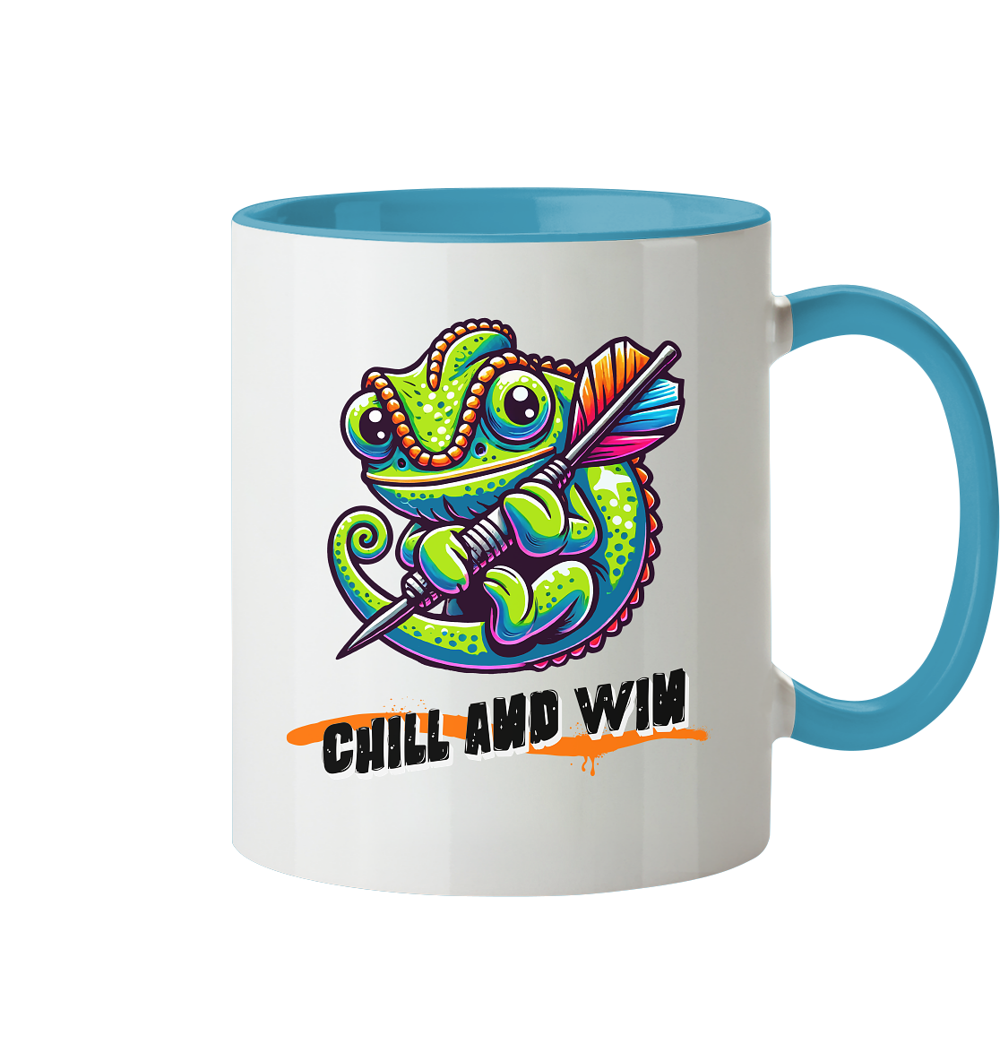 Darts-Tasse Motiv "Chill and win" (Zweifarbig)