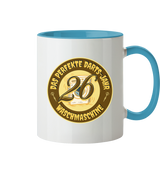 Darts-Kaffeetasse Motiv "Perfektes Dartsjahr" (Zweifarbig)