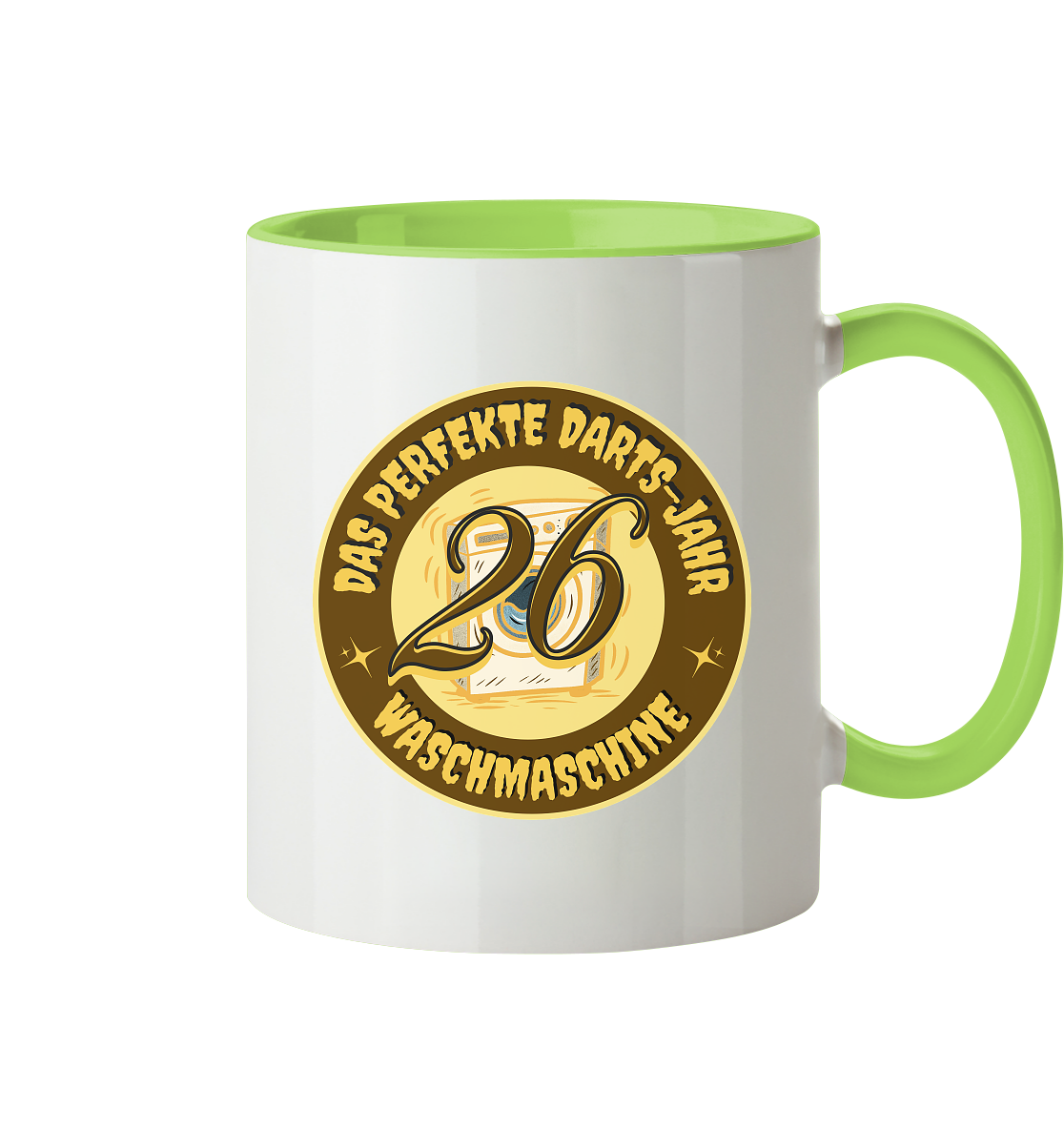 Darts-Tasse Motiv "Perfektes Dartsjahr" (zweifarbig)