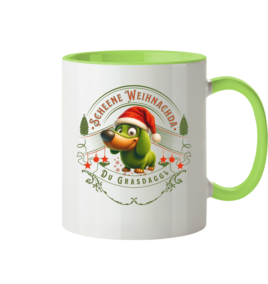 Darts-Tasse Motiv "Grasdaggl Weihnachda" (zweifarbig)