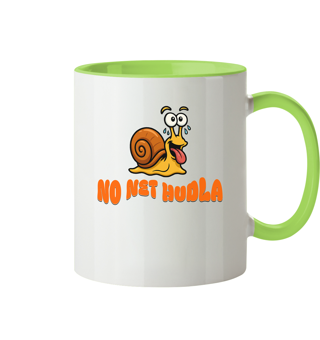 Fun-Tasse Motiv "No net Hudla" (Zweifarbig)