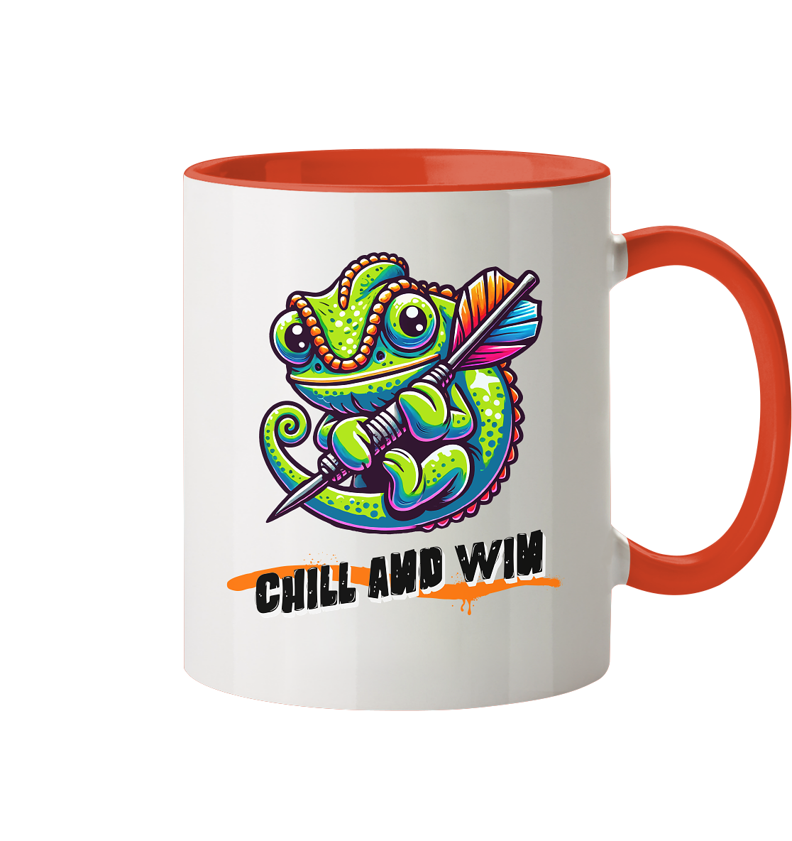 Darts-Tasse Motiv "Chill and win" (Zweifarbig)