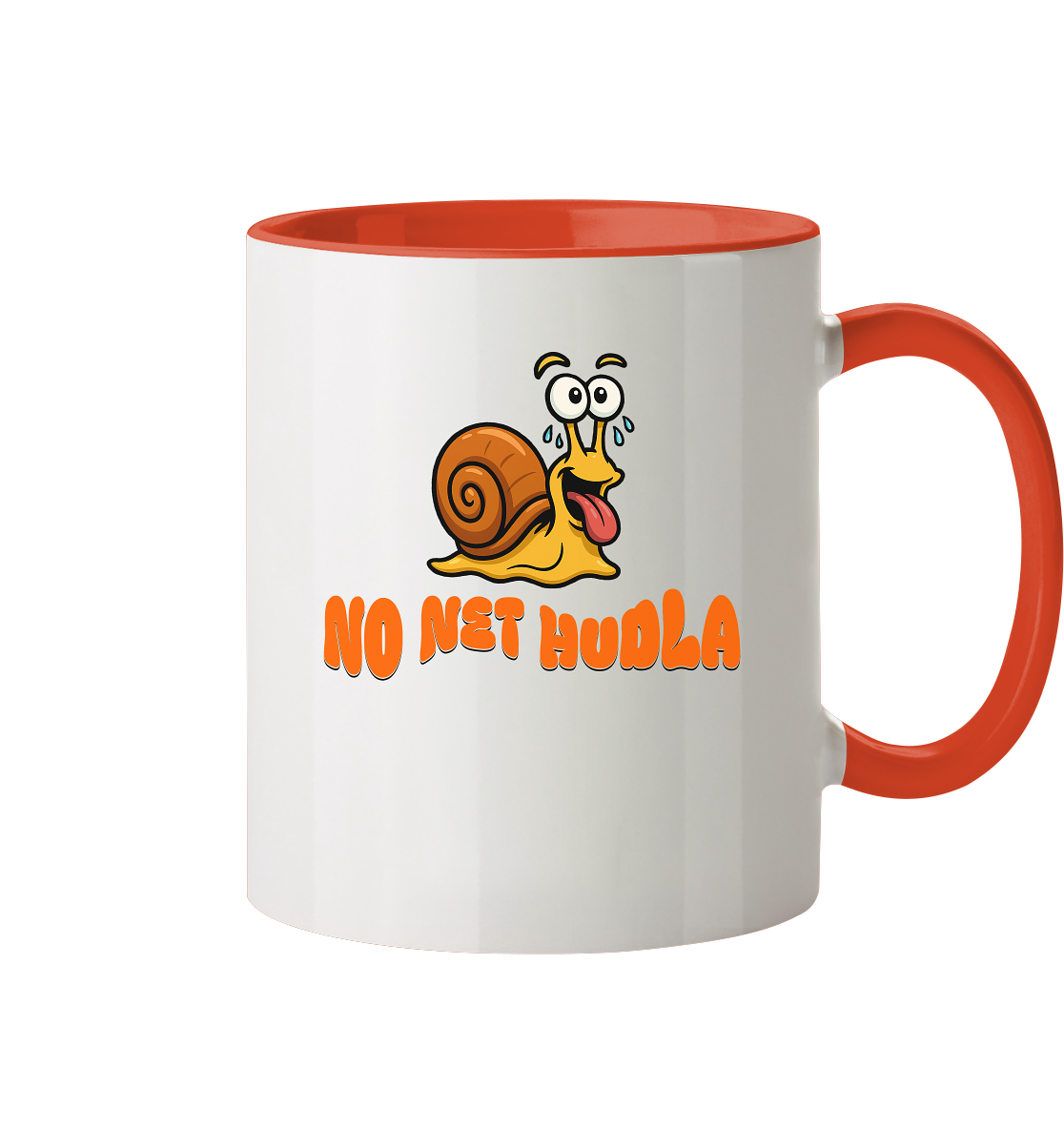 Fun-Tasse Motiv "No net Hudla" (Zweifarbig)
