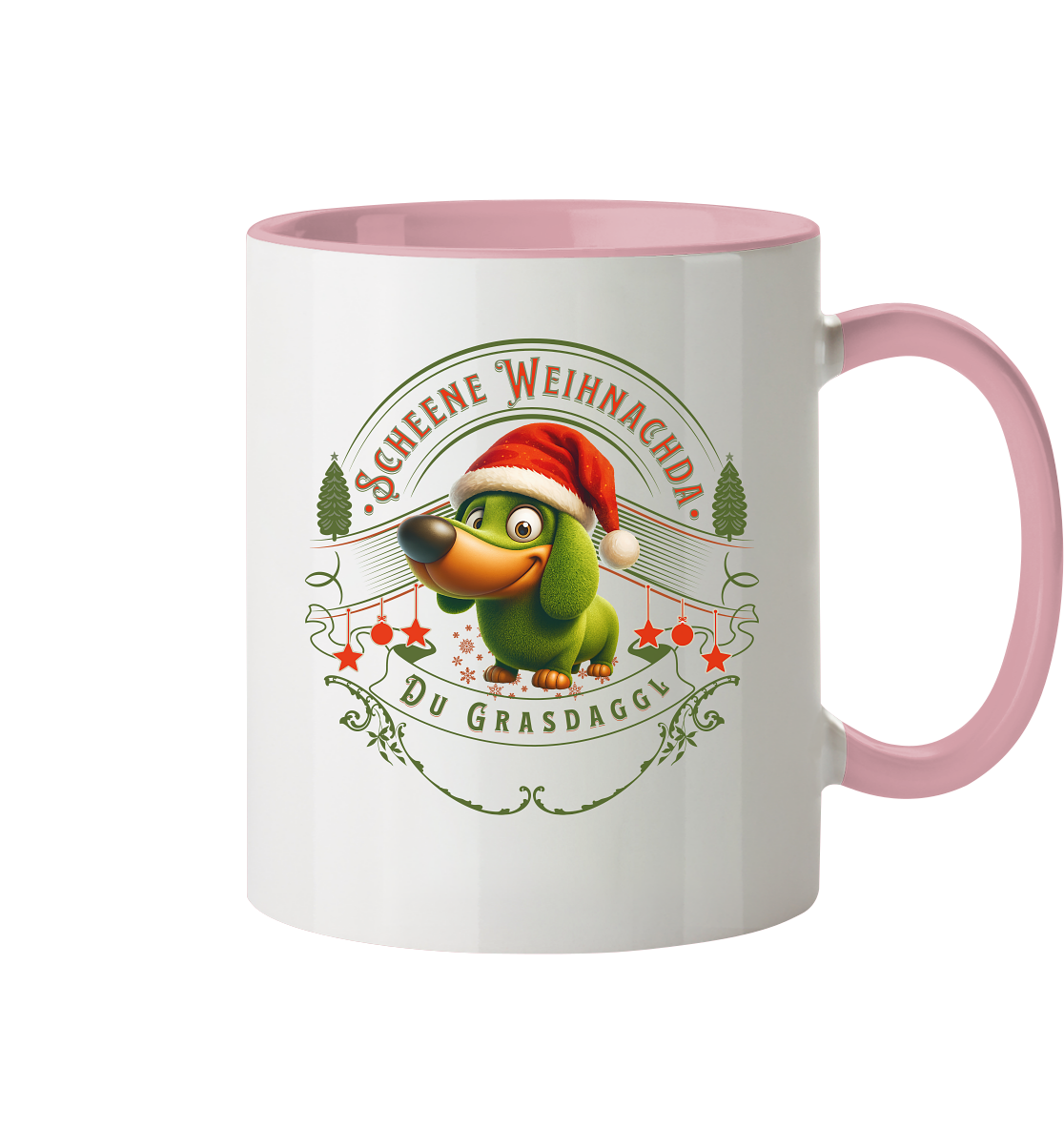 Darts-Tasse Motiv "Grasdaggl Weihnachda" (zweifarbig)