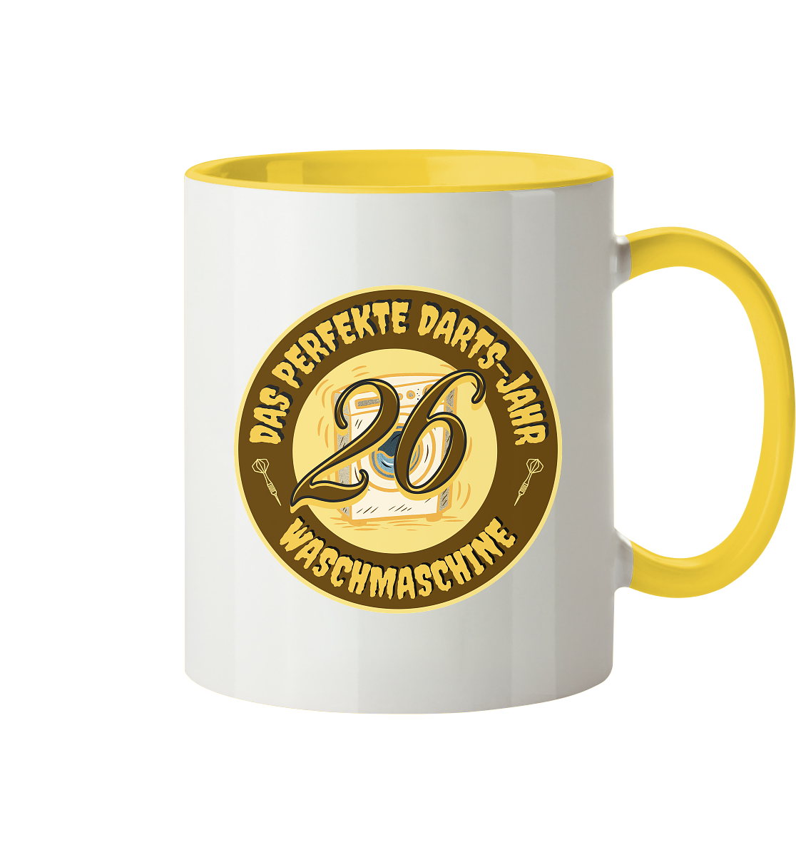 Darts-Kaffeetasse Motiv "Perfektes Dartsjahr" (Zweifarbig)