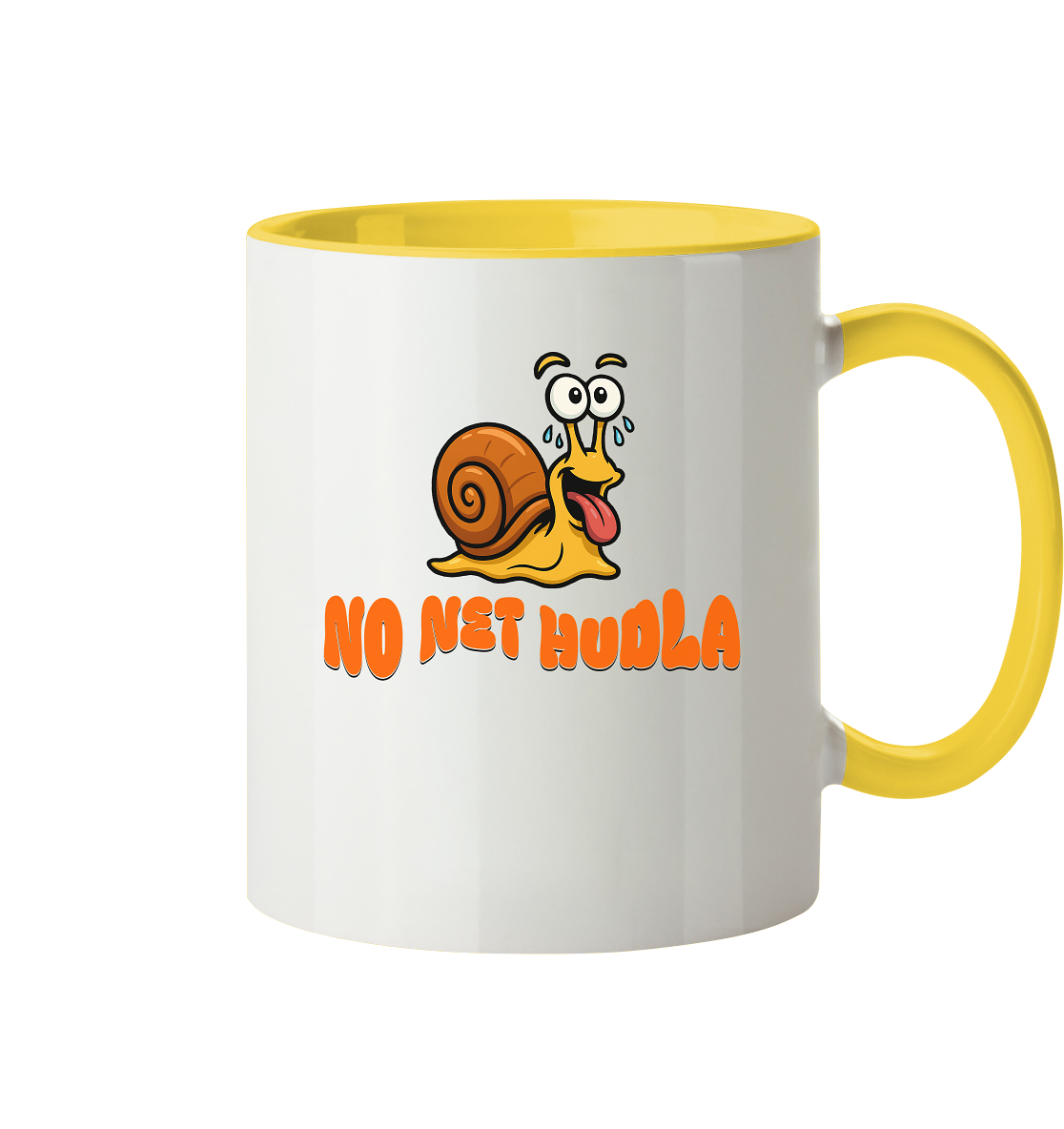 Fun-Tasse Motiv "No net Hudla" (Zweifarbig)