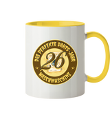 Darts-Tasse Motiv "Perfektes Dartsjahr" (zweifarbig)